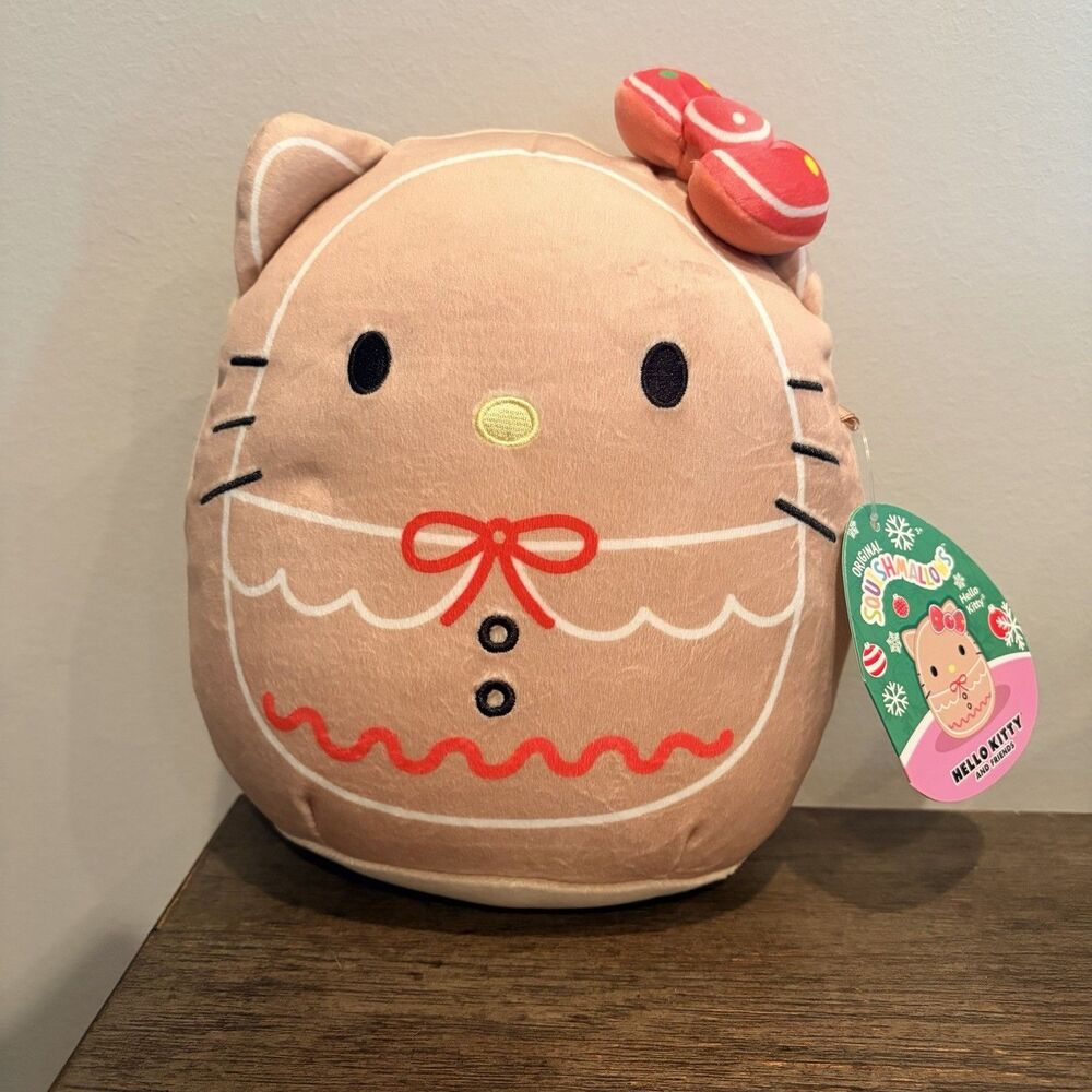 Sanrio x Squishmallows Hello Kitty Gingerbread Christmas Edition Plush 8in NWT